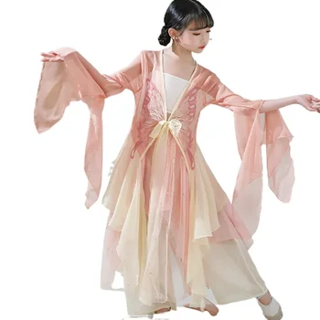 Bērnu klasisko deju marli drēbes, elegants deju apģērbu, meiteņu apmācību, apģērbs, Deja Ķīnā ventilators deju