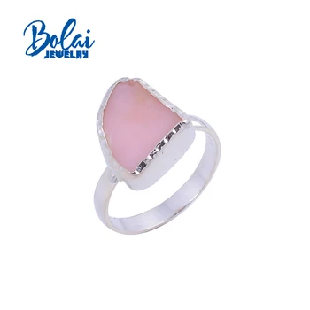 Bolaijewelry,roku darbs Dabas rozā Opāls Aptuvenu dārgakmens gredzenu 925 sterling sudraba modes dāma smalkas rotaslietas