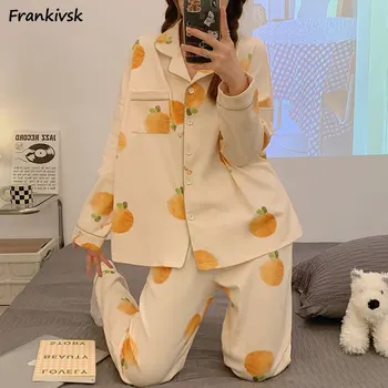 Pajama Komplekti Sieviešu Multiplikācijas Filmu Pavasarī Cute Salds Japāņu Skolnieces Stila Mīksto Loungewear Prairie Šiks Vienkāršu Uzvalku Jaunības Moderns