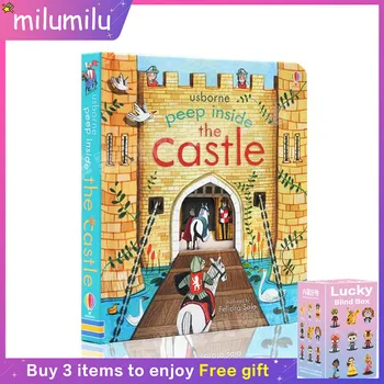 MiluMilu Usborne Palūrēt Iekšā Pilī, angļu Bilžu Grāmatas Par Bērnu Izglītību