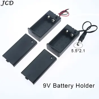 JCD 9V 6F22 Baterija, Turētājs Box Glabāšanas Gadījumā Ar Vadu Svina ON/OFF Slēdzis Vāciņu + DC 2.1 mm Plug