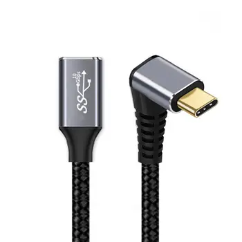 CY USB C USB 3.1 C Tipa Sieviešu un Vīriešu Paplašinājumu Datu Kabeli 90 Grādu Leņķa 10Gbps 100W