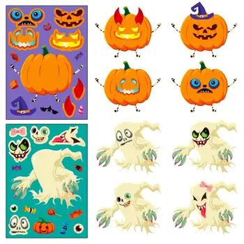 Dekoratīvās Uzlīmes Halloween Sejas Mainīt Uzlīmes Padarīt Savu Velns Rotaļlieta Puzzle Halovīni Veikt Sejas Uzlīmes DIY Uzlīmes, Rotaļlietas