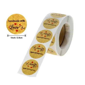500pcs Roll Kraftpapīrs roku, ar mīlestības roku rakstītas blīvējuma uzlīmes, Dāvanu Piegādes, Apdares Uzlīme uz Iepakojuma DIY 1 collas