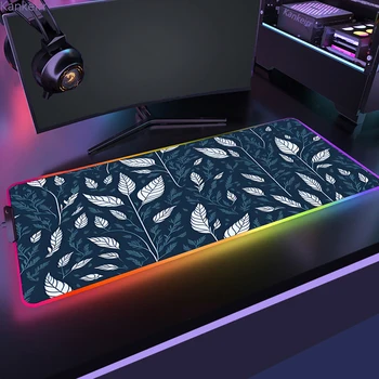 Apgaismojums RGB Deskmat 400x900mm Tropu Augu Lapām XL Spēļu peles paliktnis Ātrums Klaviatūras Paliktņi LED Peles Paliktņa Liela Spēle Peli Mat