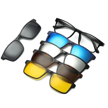 6 1 saulesbrilles klipu uz rāmja saulesbrilles tuvredzība brilles brilles tr90 rāmis sievietēm, vīriešiem, magnētiskās lēcas, saulesbrilles 5 in 1