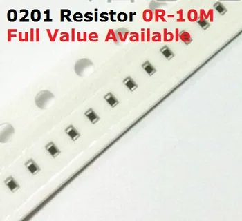 500PCS/daudz SMD Chip 0201 Rezistors, 1.6 M/1.8 M/2M/2.2 M/2.4 M/Om 5% Izturība 1.6/1.8/2/2.2/2.4/M Rezistori 1M6 1M8 2m2-tāpat 2M4