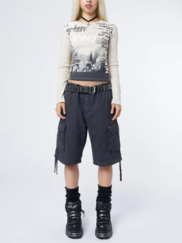 Sievietēm ar garām Piedurknēm Estētisko Kultūru Top y2k Star Print Pulovers Grafiskais Pasaku Krekls Harajuku Drēbes Streetwear