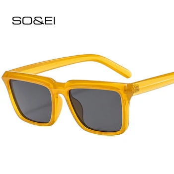 TIK&EI Retro Square Sieviešu Saulesbrilles Modes Toņos UV400 Vīrieši, Dzeltenā Saules Brilles