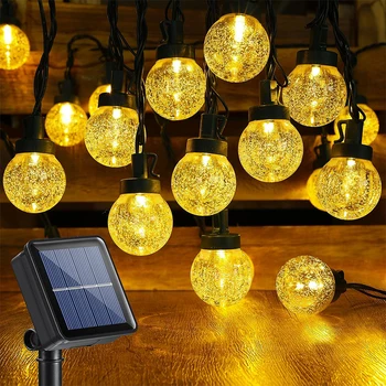 12M100LEDs Saules Pasaku Gaismas Āra LED Saules String Lampas Ūdensizturīgs 8Modes Koku Ziemassvētku Rotājumi Puse Dekori Dārza