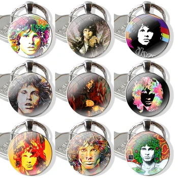Psychedelic Jim Morrison Stikla Cabochon Keychain Kulons Auto Atslēgu Ķēdes, Roku Darbs Modes Karikatūra Radošu Dizainu