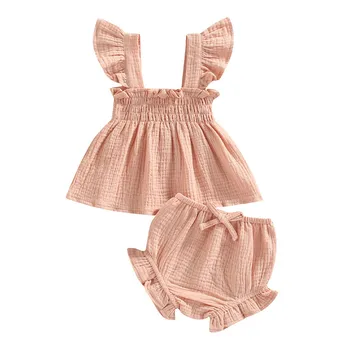 Jaundzimušo Īss Komplekti Bērnu Meitene Apģērbs Vasaras Apģērbs 2023 Ruffles Lidot Piedurknēm Bērnu Priekšmetus, Lietas Grupām Apģērbu Meitenēm Zīdaiņu