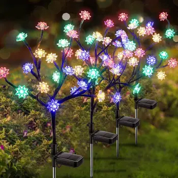 Saules Powered Ziedu Lampas Dārza Lukturi Āra Ūdensizturīgs Krāsains Saules LED Pasaku Gaismas Pagalmu un Dārza Ainavu Apdare