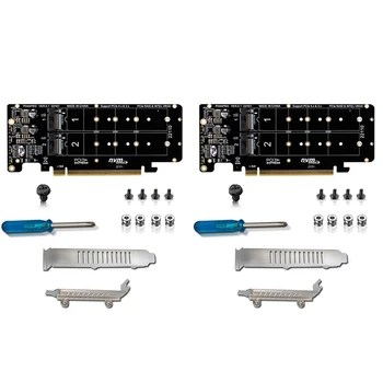 2X PCIE X16, Lai M. 2 M-Taustiņu, Nvmex4 SSD Serveri 2u gadījumā atbalsta leņķis, Stāvvadu Kartes Double-Sided 4-Disku NVME RAID PCI-EX16 Sadalīt Kartes