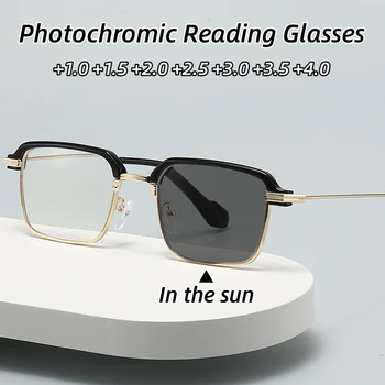 Saprātīga Photochromic Lasīšanas Brilles Unisex Āra UV Saulesbrilles, Briļļu Vīrieši Sievietes Metāla Puse Kadru tālredzīgu Brilles