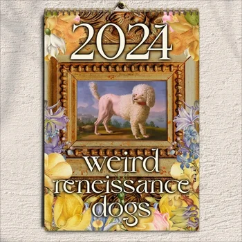 Kalendārs Dīvaini Renesanses Suņi 2024. Gadam Retrowall Kalendāra Viduslaiku Anti-Asaru Suņi Sienas Kalendārs