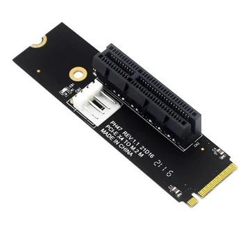 2X NGFF M. 2 PCI-E 4X Stāvvadu Kartes M2 M Taustiņu, Lai Pcie X4 Adapteris Ar LED Indikatoru SATA Barošanas Stāvvada Par Bitcoin Mining
