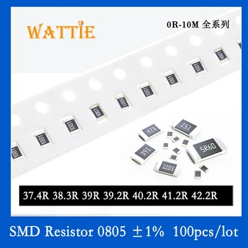 SMD Rezistors 0805 1% 37.4 R 38.3 R 39R 39.2 R 40.2 R 41.2 R 42.2 R 100GAB/daudz chip rezistori 1/8W 2.0 mm*1.2 mm