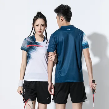 Ar īsām Piedurknēm Badmintons Mācību Krekli Vīriešiem un Sievietēm, Ultral Gaismas, Elpojošs Galda Teniss Sporta apģērbu, Ping Pong Drēbes