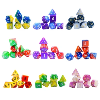 7 Gab. Polyhedral dambretes kauliņus Akrila Lomu Spēlē Spēli dambretes kauliņus uz Galda Spēlētājs H58D