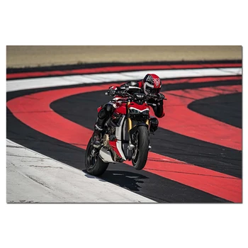 Kanvas audums Auduma Apgleznošanas Ducati Streetfighter V4 Super Motociklu Plakātu Sienas Mākslas Ainu, viesistaba, Guļamistaba Dekori