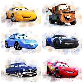 Rāmis DIY Eļļas Glezna Ar Numuriem, Disney Cars Lightning McQueen un Mater Krāsu Ar Numuriem Uz Audekla Ainavu Krāsošana Dāvana