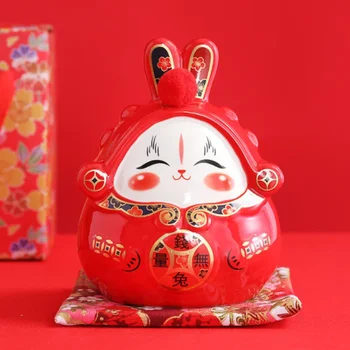 Ķīnas Trušu Cūciņa Banka Apdare Sarkanā Keramikas 2023 Jauno Gadu Talismans Vairākus Izmanto Simbolu Bagātību Keramikas Rotājumi