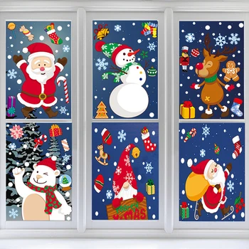 Ziemassvētku skatlogu Uzlīmes Santa Claus, Sniegavīrs Elk Uzlīmes, Priecīgus, Ziemassvētku Rotājumi, Mājas Navidad 2023 Ziemassvētki Rotas, Dāvanu