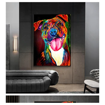 drukāt audekls gleznošanai dzīvnieku plakāti un izdrukas sienas, attēlus telpā decoracion bezrāmju Krāsains, abstrakts suns dzīvnieku