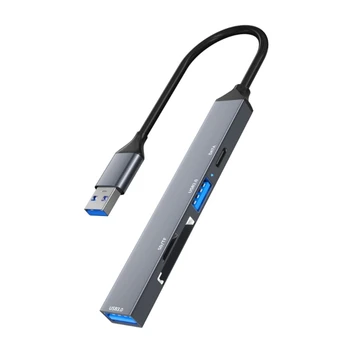 USB Hub USB Sadalītājs 5 in 1 High Speed USB Pagarinājuma Adapteris ar C Tipa USB3.0 2.0 Karšu Lasītājs portatīvie datori
