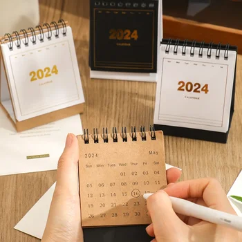 2024 Mini Kalendāra Pilnas angļu Kalendāra Vienkārši Darbvirsmas Sīkrīku Atpakaļskaitīšanas memo grafiku kalendārs plānotājs kawaii galda