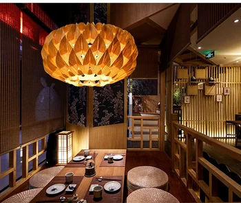 Dienvidaustrumu Āzijas Lampas, Japāņu Stila Lustra Koka Lampas Guļamistabas Taizemes Viesnīcu Koka, Ādas Lampas