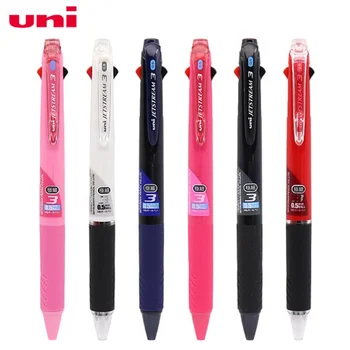 Japānas Uni JETSTREAM Gluda Multi-Funkciju Vidū Pildspalvu SXE3-400 Lodīšu Pildspalvu Tri-Color Pen Biroja Rakstīšanas Mācīšanās 0.38/0.5 mm