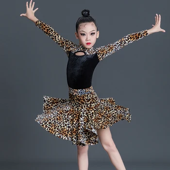 Modes Leopard Samta latīņamerikas Deju Kleita Meitenēm Tango, Čača Salsa Balles Deju Konkurss Tērpu, Skatuves Tērpu SL7431