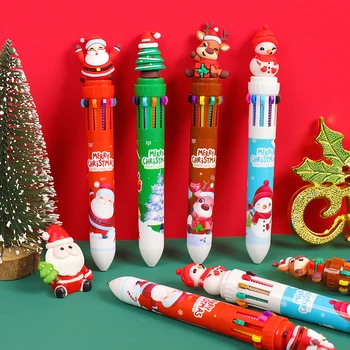10 Krāsas Cute Ziemassvētku Lodīšu Pildspalvu Kawaii Karikatūra Santa Claus Gēla Pildspalvas Rakstīšanai Skolas Piederumi Biroju Piederumi