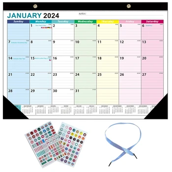 Karājas Dāvanu Sienas Kalendārs Ģimenes Ikmēneša Organizēšana Jan 2024 - Jūnijs 2025 Skolas Noplēst Uzlīmes Ar Biroja Plānošana