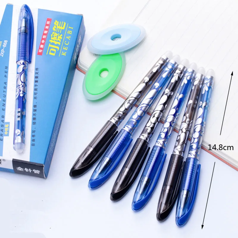 6Pcs/Set Izdzēšami Pildspalva 0.5 mm Mazgājams Rīkoties ar Zilu, Melnu Tinti Rakstīt Gēla Pildspalvas par Kancelejas Piederumi Eksāmenu