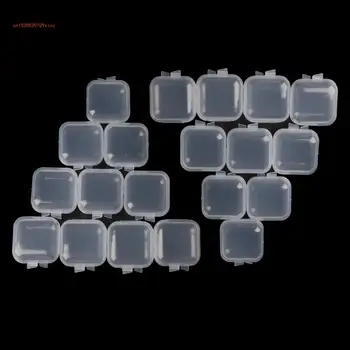 20 Gabalos, Mazās caurspīdīgas Plastmasas Uzglabāšanas Konteineros ar Vākiem, kas Organizē Taisnstūra Tukšs Mini Plastmasas Kastes Kuģiem