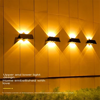 LED Solar Sienas Lampa Āra Ūdensizturīgs Sienas Mazgāšanas Augšu un uz Leju Gaismas Apgaismojums Dārza Žoga, Apdares Saules Gaismas