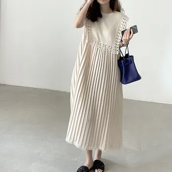 Dzemdību Gara Kleita Eleganta Ins Līnijas Brīvs Apģērbs Grūtniecēm, Sievietēm, kas Grūtniecības laikā Valkā Rudens Pavasara korejas Modes