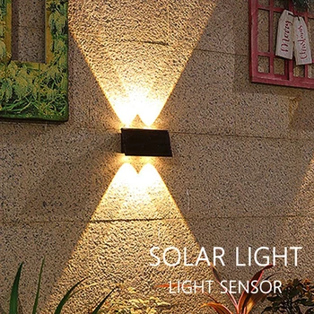 Āra Saules Gaismas LED Sienas Lampa Ūdensizturīgs Dārza Gaismas uz Augšu uz Leju, Saules Sensors IP65 Waterproof Pagalms, Balkons, Žogu Gaismas