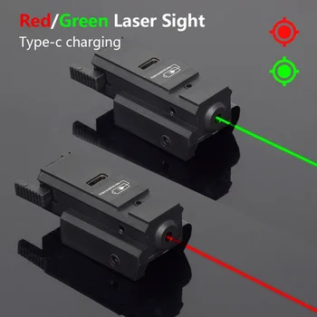 USB Uzlādes Lāzeru Green Red Dot Sight 11mm 20mm Tactially Medību Pistole Rokā Ieroci G 17 19 Āra Uzlādējams Portatīvo Jauda
