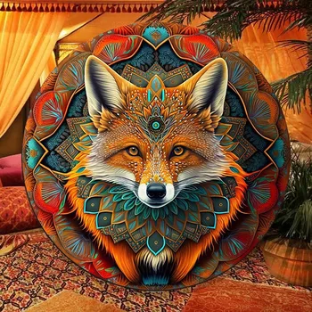 Retro Fox Apļveida Dzīvnieku Akrila Kulons Krāsains Logu, Durvju Sienas Guļamistabā, Āra Karājas Mājas Dekori Radošo Rotājumu Dāvanu