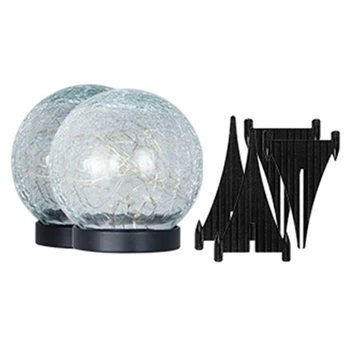 Krekinga Stikla Bumba, Lampa, 2 Pack Saules Dārza Gaismas, Āra Ūdensizturīgs, 30 LED Zemes Ainavas Pagalmā Dekori (Silti Balta) Izturīgs